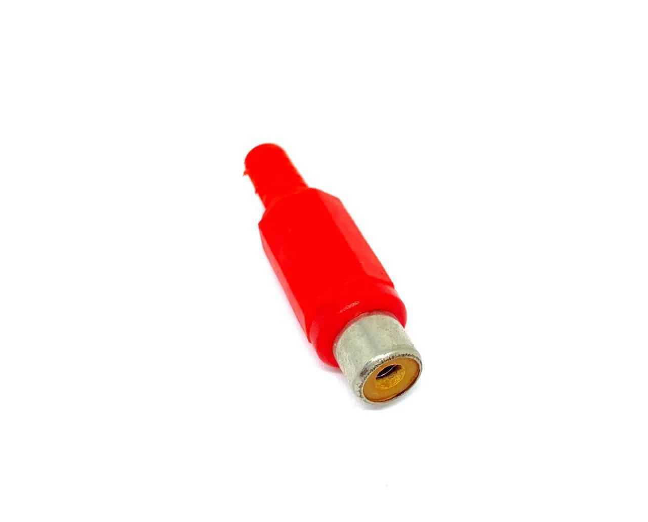 KIT COM 15 PEÇAS - CONECTOR RCA FEMEA VERMELHO PARA CABO